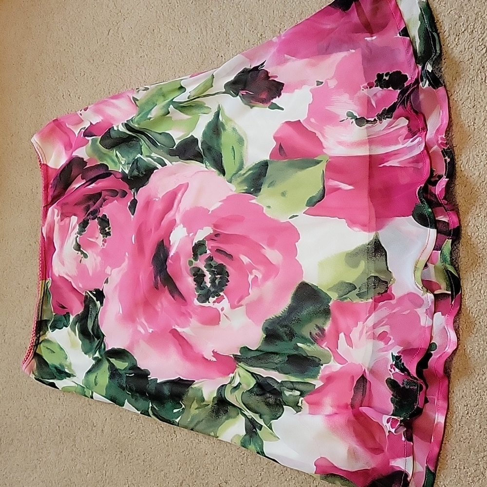 Connected Apparel Floral Skirt Small Pink Green - Picture 5 of 5